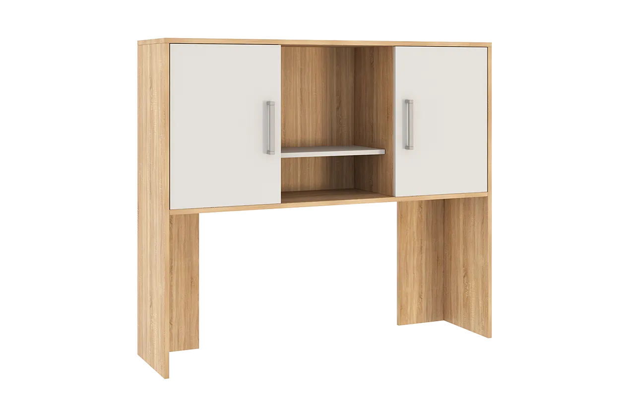 Надстройка стола компьютерного 1200 Лайт-2 дуб сонома/белый в Пангоды - pangody.mebel-tymen.ru | фото