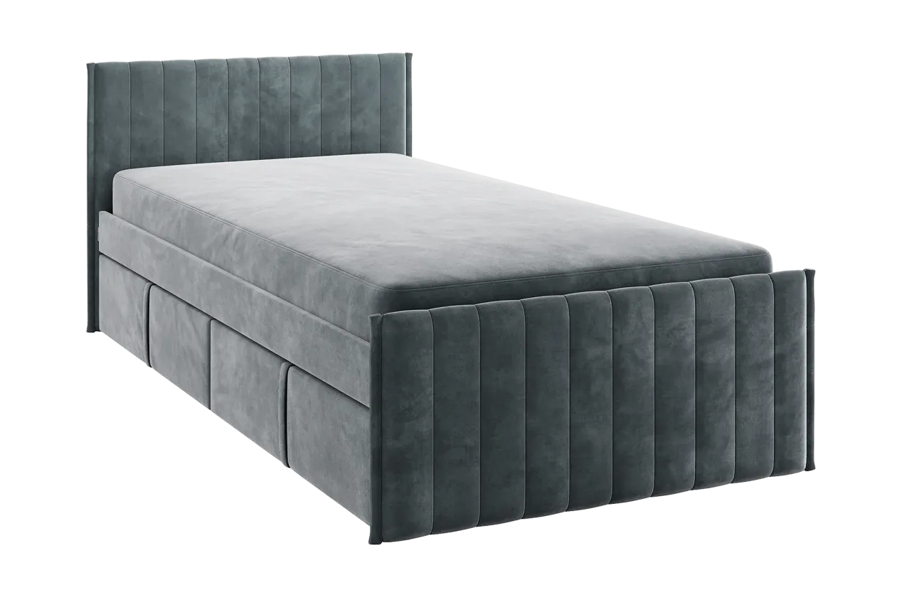 Кровать с ящиками Твикс 90х200 см графит (велюр) в Пангоды - pangody.mebel-tymen.ru | фото