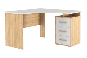 Стол компьютерный 1200 угловой Лайт-2 дуб сонома/белый в Пангоды - pangody.mebel-tymen.ru | фото
