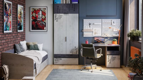 Детская «Оксфорд-2» Матера, Дуб крафт белый с рисунком в Пангоды - pangody.mebel-tymen.ru | фото