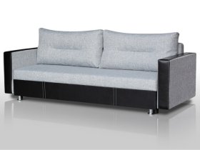 Диван Комфорт с прямыми подлокотниками грей/кожзам в Пангоды - pangody.mebel-tymen.ru | фото