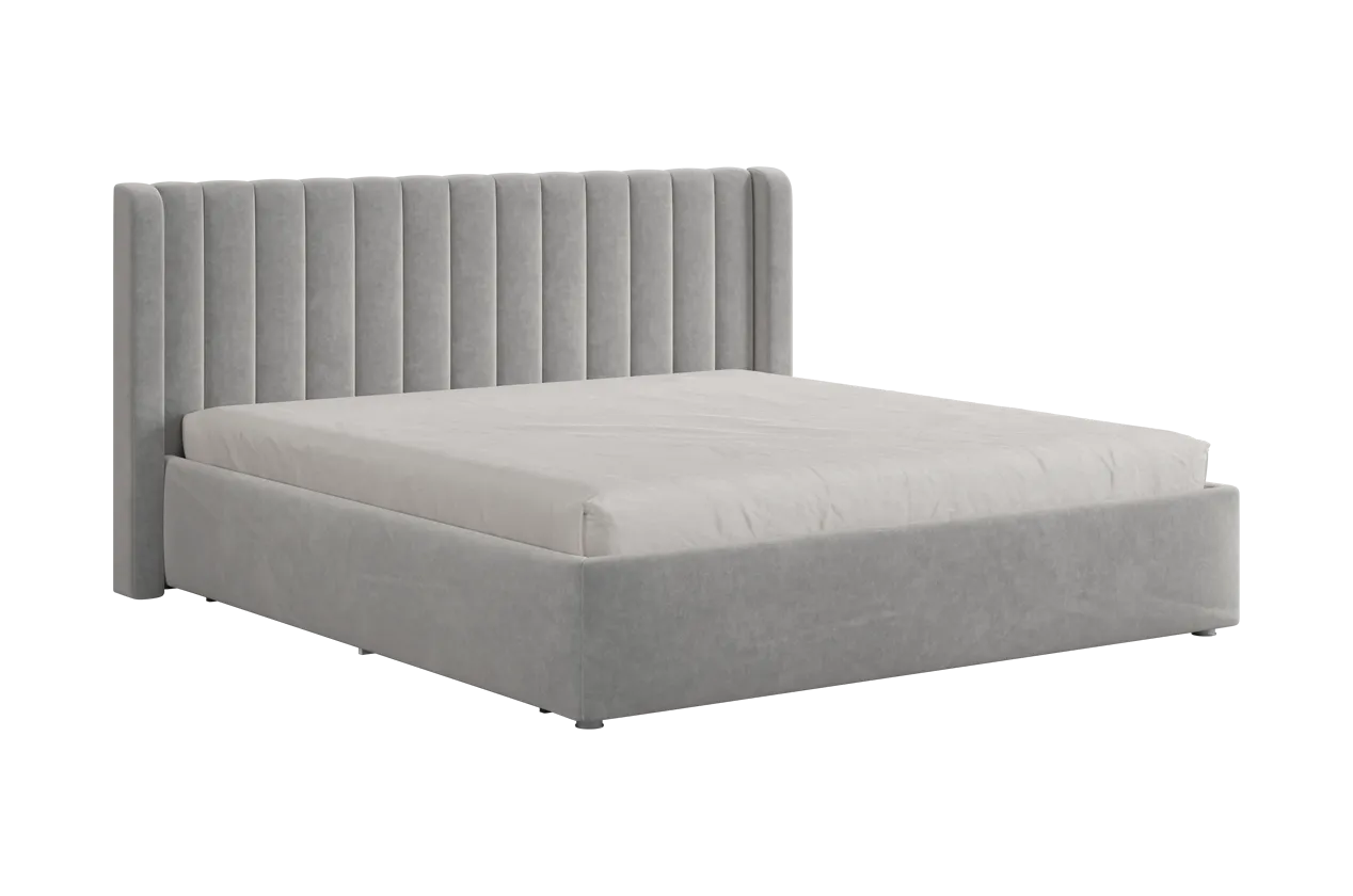 Кровать (каркас) Ева 180х200 см галька (велюр) в Пангоды - pangody.mebel-tymen.ru | фото