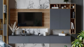 Гостиная «Порто» №6 Яблоня Беллуно, Графит софт в Пангоды - pangody.mebel-tymen.ru | фото