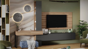 Гостиная «Порто» №8 Яблоня Беллуно, Графит софт в Пангоды - pangody.mebel-tymen.ru | фото