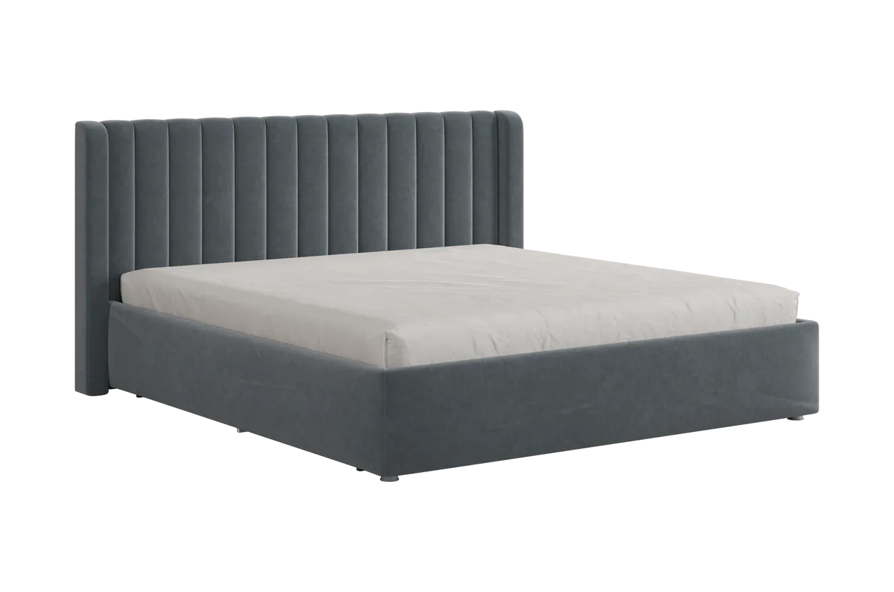 Кровать (каркас) Ева 180х200 см графит (велюр) в Пангоды - pangody.mebel-tymen.ru | фото