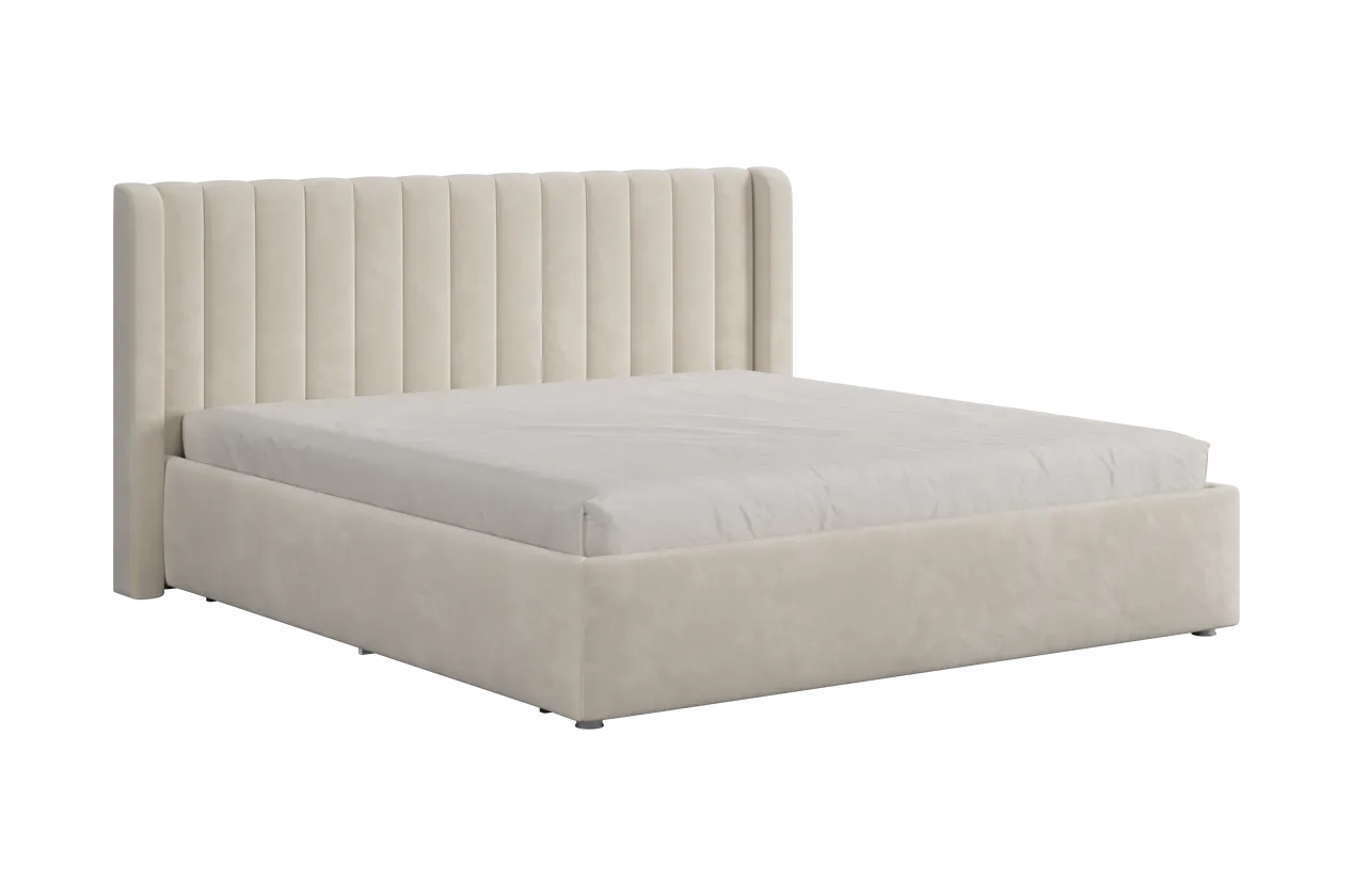 Кровать (каркас) Ева 180х200 см крем (велюр) в Пангоды - pangody.mebel-tymen.ru | фото