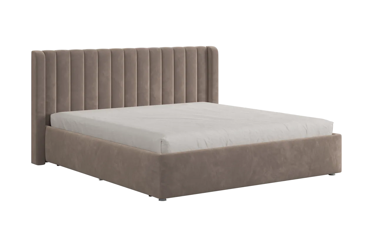Кровать (каркас) Ева 180х200 см латте (велюр) в Пангоды - pangody.mebel-tymen.ru | фото