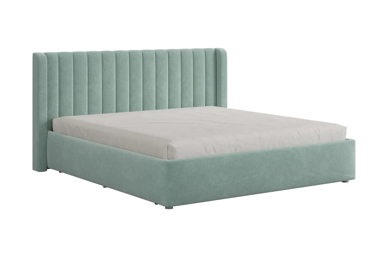 Кровать (каркас) Ева 180х200 см мята (велюр) в Пангоды - pangody.mebel-tymen.ru | фото