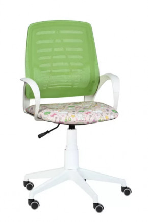 Кресло Ирис WHITE, сетка W (салатовая)/ткань Т54 (единорог) (подлокот.084) белая крестовина в Пангоды - pangody.mebel-tymen.ru | фото