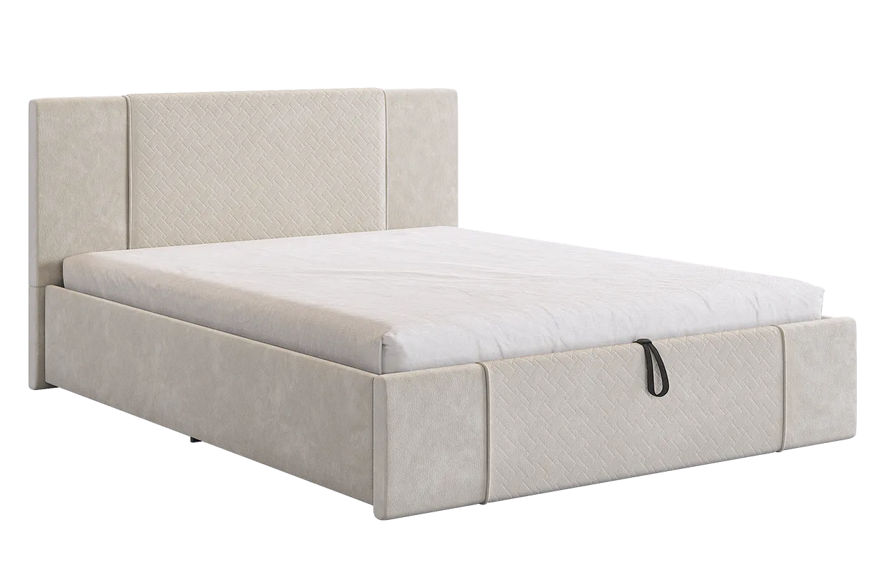 Кровать с подъемным механизмом Хлоя 160х200 см крем (велюр) в Пангоды - pangody.mebel-tymen.ru | фото