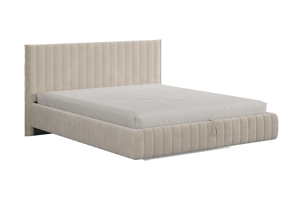 Кровать с подъемным механизмом Твикс 160х200 см крем (велюр) в Пангоды - pangody.mebel-tymen.ru | фото