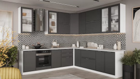 Кухонный гарнитур «Белладжио» №13 Белый, Софт графит в Пангоды - pangody.mebel-tymen.ru | фото