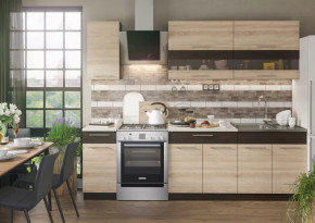 Кухонный гарнитур Маша 2,0 м венге/дуб сонома в Пангоды - pangody.mebel-tymen.ru | фото