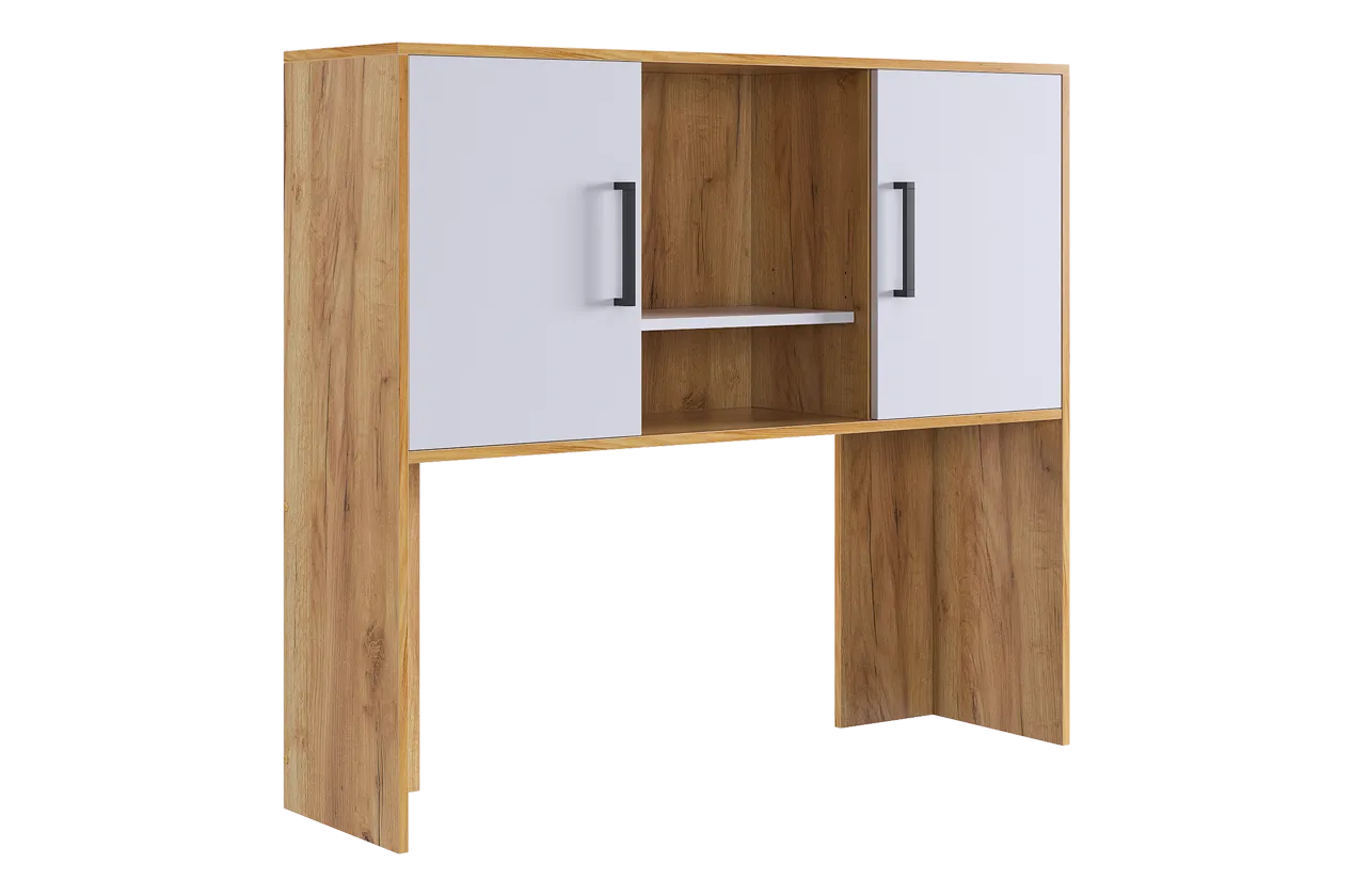 Надстройка стола компьютерного 1200 Лайт-2 дуб крафт золотой/белый в Пангоды - pangody.mebel-tymen.ru | фото