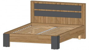 Ленора Кровать 1400 Дуб вотан/Графит в Пангоды - pangody.mebel-tymen.ru | фото