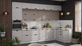 Модульная кухня «Гренада» Белый, Холст латте, Холст мокко в Пангоды - pangody.mebel-tymen.ru | фото