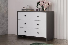 Модульная система "Дольче" Комод 3 ящика Графит / белый в Пангоды - pangody.mebel-tymen.ru | фото