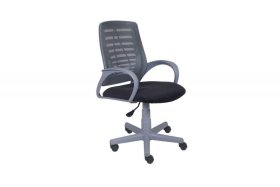 Кресло Ирис пластик серый-сетка серая/ткань NEO-26 (флок) серая (подл.пластик серый)/осн.пластик серый в Пангоды - pangody.mebel-tymen.ru | фото