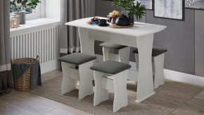 Обеденная группа тип 1 Дуб крафт белый/Велюр серый в Пангоды - pangody.mebel-tymen.ru | фото