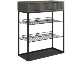 Обувница Вельвет графит/графит матовый/черный муар в Пангоды - pangody.mebel-tymen.ru | фото