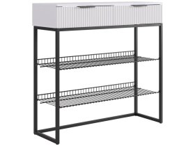 Обувница Классная 1 белое дерево/белый матовый/черный муар в Пангоды - pangody.mebel-tymen.ru | фото