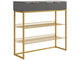 Обувница Классная 1 графит/графит матовый/золото в Пангоды - pangody.mebel-tymen.ru | фото