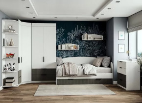 Подростковая Лавис, набор №БГС-1, белый/графит софт, белый софт в Пангоды - pangody.mebel-tymen.ru | фото