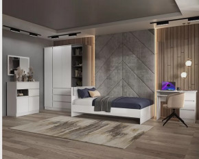 Подростковая Мэнкс №1 Белый/серый графит в Пангоды - pangody.mebel-tymen.ru | фото