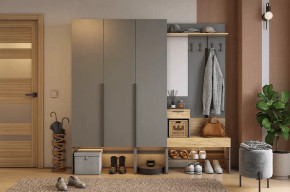 Прихожая Баско К11 графит/дуб крафт золотой в Пангоды - pangody.mebel-tymen.ru | фото