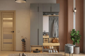 Прихожая Баско К6 графит/дуб крафт золотой в Пангоды - pangody.mebel-tymen.ru | фото