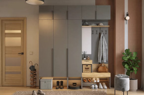 Прихожая Баско К7 графит/дуб крафт золотой в Пангоды - pangody.mebel-tymen.ru | фото