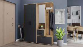 Прихожая «Витра» №4 Дуб Крафт золотой, Антрацит в Пангоды - pangody.mebel-tymen.ru | фото