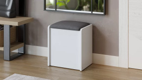 Пуф Бостон Белый Ясень, Велюр Серый в Пангоды - pangody.mebel-tymen.ru | фото