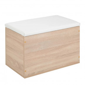 Пуф "Герда" 600*355*432 мм Дуб сонома/белый кожзам в Пангоды - pangody.mebel-tymen.ru | фото