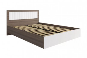 РОЗА Кровать 1400 с ПМ (сп/м 1400*2000мм), (ортопед.основание), ЛДСП Орех франклин/МДФ в Пангоды - pangody.mebel-tymen.ru | фото