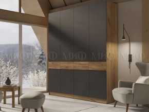 Шкаф 4-х створчатый Роджинамиф, дуб крафт/графит в Пангоды - pangody.mebel-tymen.ru | фото