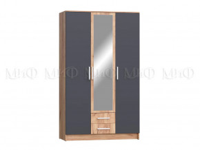 Шкаф для одежды 3-дверный Мартина ЛДСП Графит, Дуб крафт в Пангоды - pangody.mebel-tymen.ru | фото