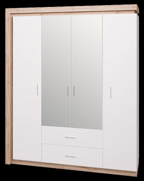 Шкаф для одежды с ящиками 4-х дверный с зеркалом «Люмен» №16 в Пангоды - pangody.mebel-tymen.ru | фото