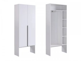 Шкаф двухдверный L800 Баско белое дерево в Пангоды - pangody.mebel-tymen.ru | фото