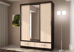 Шкаф-купе 009, трехдверный, с ящиками, венге /дуб белфорт Диал в Пангоды - pangody.mebel-tymen.ru | фото