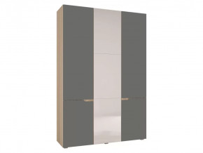 Шкаф трехстворчатый Анталия Сонома-Графит софт в Пангоды - pangody.mebel-tymen.ru | фото