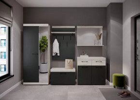 СОНАТА  ПРИХОЖАЯ №КБ-1, ЛДСП крафт белый/ЛДСП антрацит в Пангоды - pangody.mebel-tymen.ru | фото