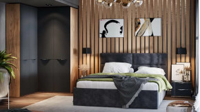 Спальный гарнитур «Глосс» №9 Яблоня Беллуно, Стекло Графит матовый в Пангоды - pangody.mebel-tymen.ru | фото