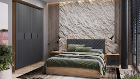 Спальный гарнитур «Хилтон» №2 Дуб Крафт золотой, Графит матовый в Пангоды - pangody.mebel-tymen.ru | фото