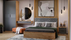 Спальный гарнитур «Хилтон» №3 Дуб Крафт золотой, Графит матовый в Пангоды - pangody.mebel-tymen.ru | фото