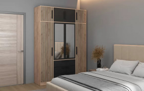 Спальный гарнитур Вегас (ЛДСП Дуб золотой / ЛДСП Черный) в Пангоды - pangody.mebel-tymen.ru | фото