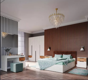 Спальня №1 ЛИЛЛЬ, ЛДСП Дуб крафт белый/Дуб крафт табачный в Пангоды - pangody.mebel-tymen.ru | фото