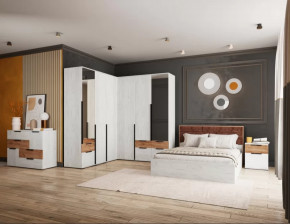 Спальня №2 Лилль Дуб крафт белый/дуб крафт табачный в Пангоды - pangody.mebel-tymen.ru | фото