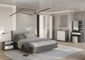 СТЕФАНИ Спальня №1, ЛДСП Графит-МДФ Серый софт/ЛДСП Рамух белый в Пангоды - pangody.mebel-tymen.ru | фото