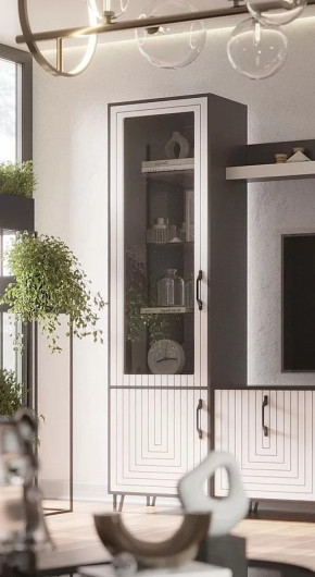 Стеклопенал Квадро М-1 серый графит/софт вайт в Пангоды - pangody.mebel-tymen.ru | фото